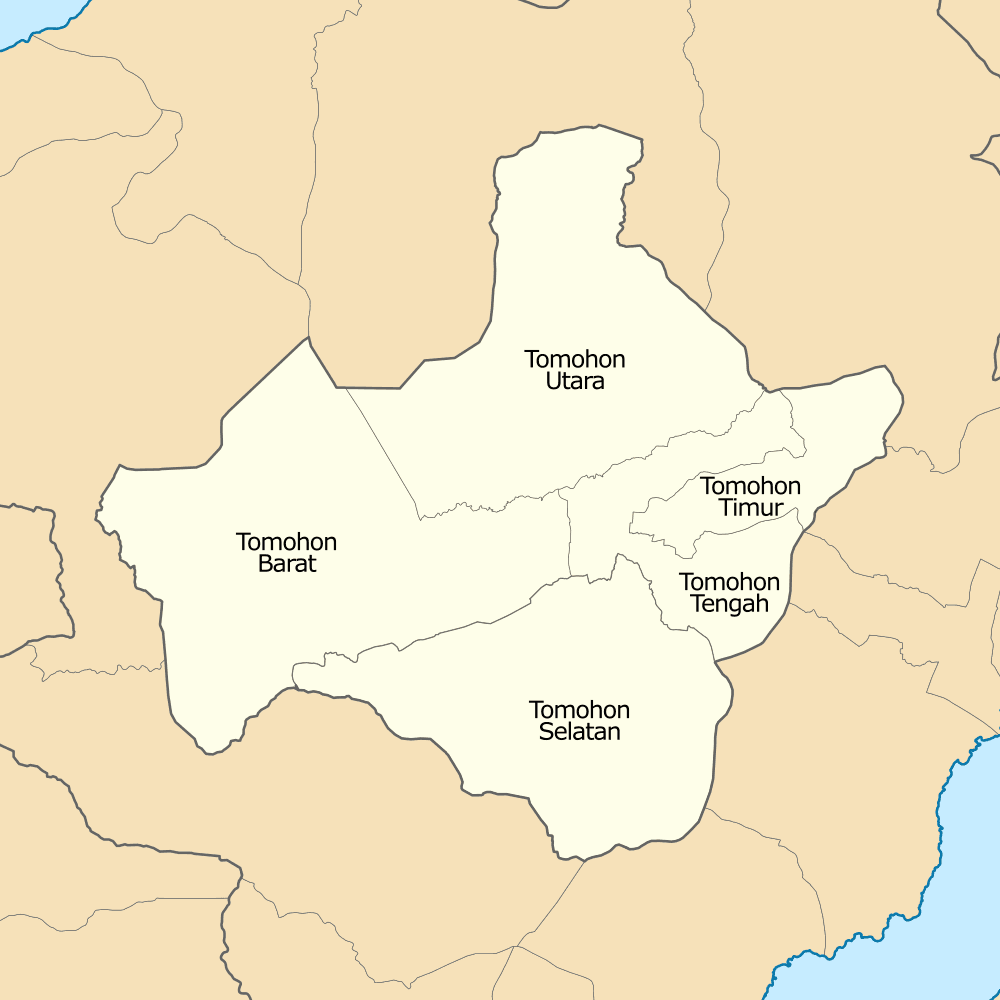 Peta Pembagian Wilayah Kota Tomohon dan Tomohon Selatan